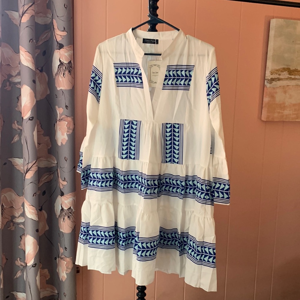 Adorable blue white and turquoise dress